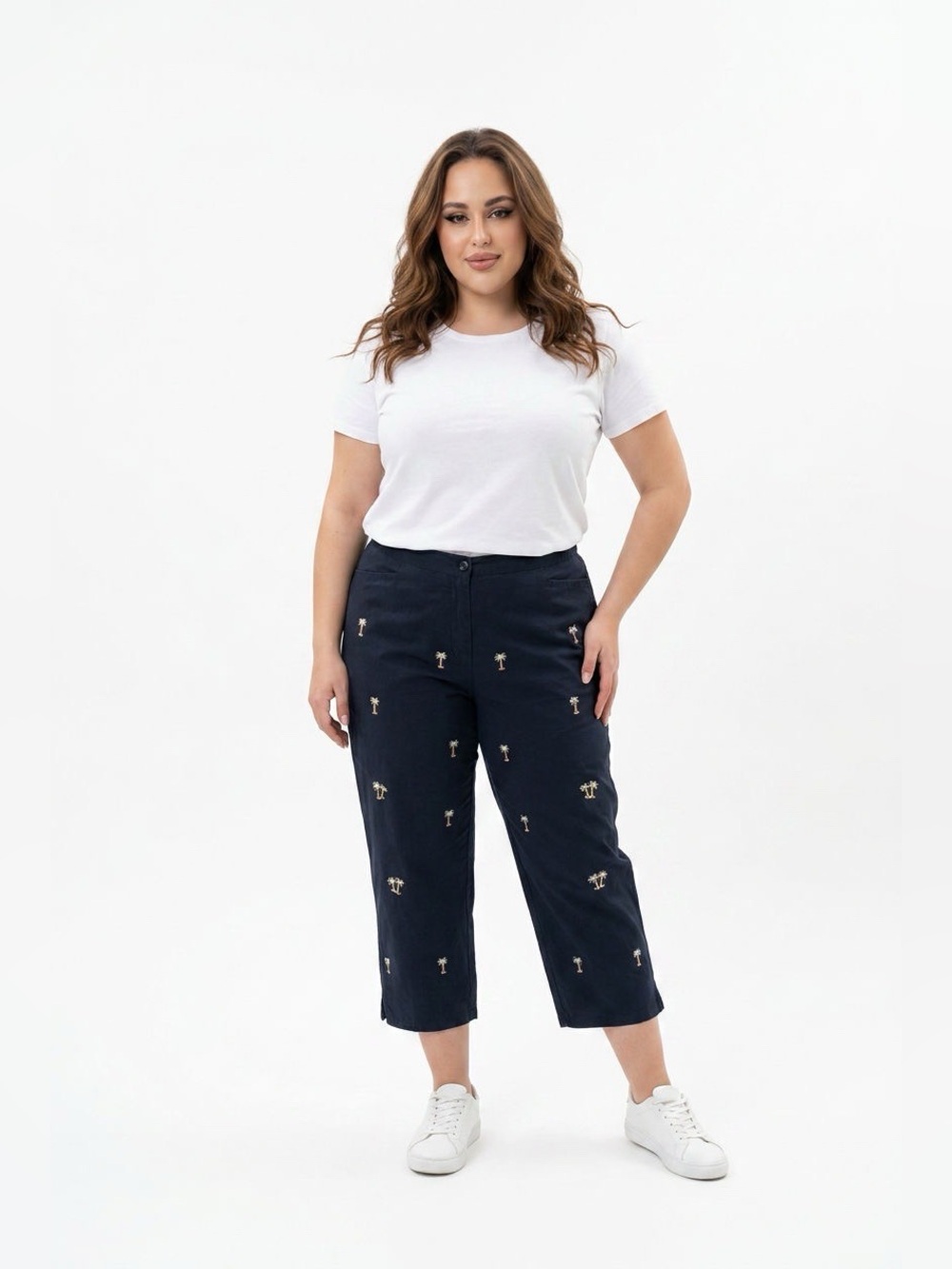 Moka Sport Embroidered Palm Trees Capri Pant 18